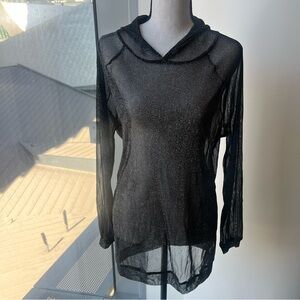 Sheer Black Hooded Top